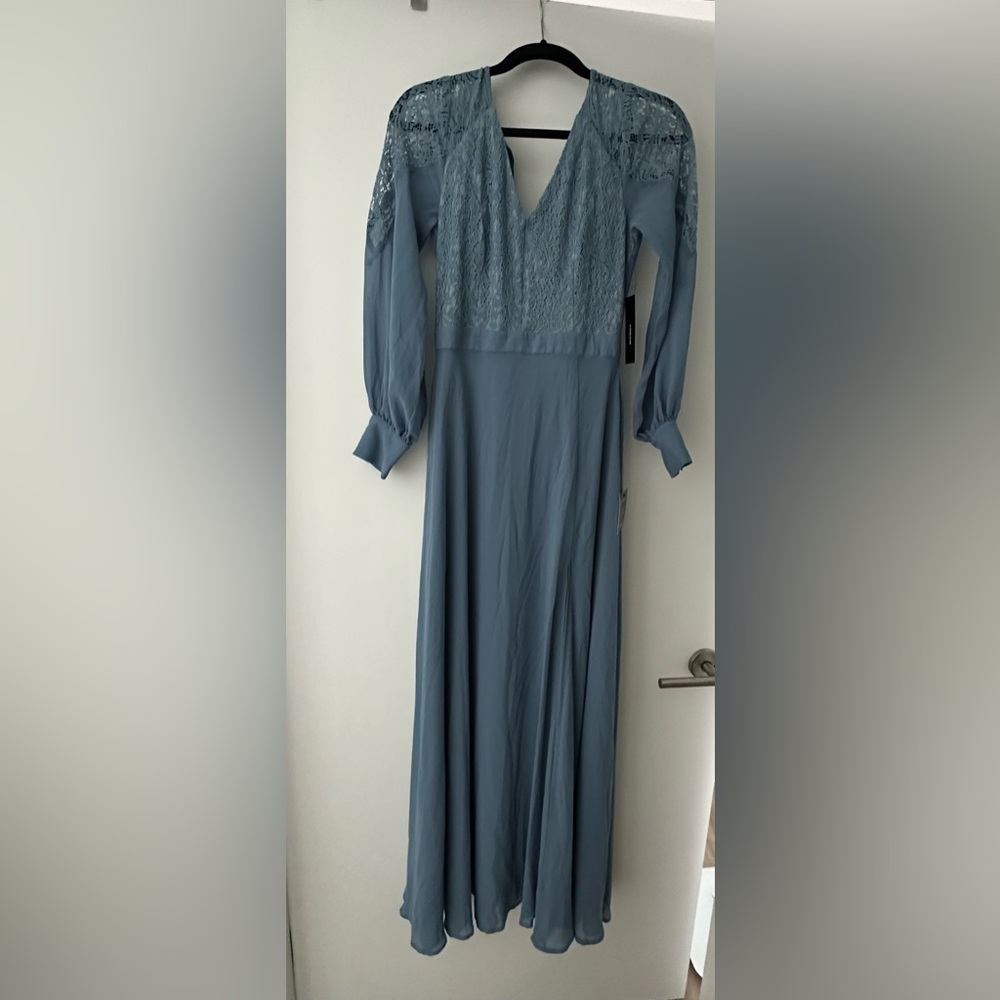Lulu's Blue Long Sleeve Lace Dress